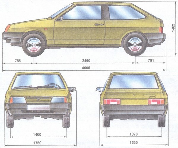 габаритные размеры, технические характеристики автомобиля ваз 2108