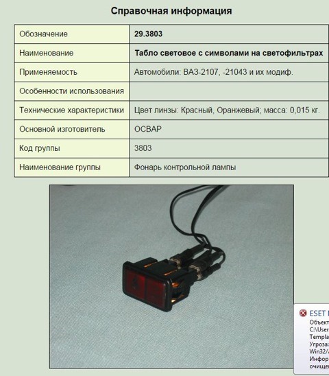 Установка блока индикации контрольных ламп 