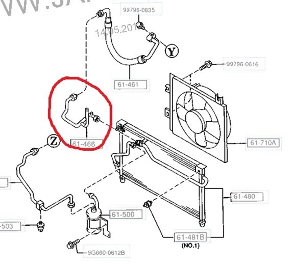 Установка компрессора кондиционера Mazda 626