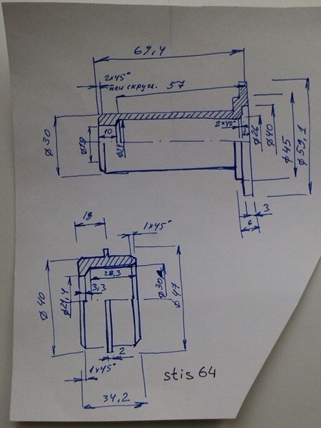 Необслуживаемые передние ступицы на ВАЗ 2107 (чертеж втулок)